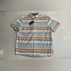 NEW Size XL Mens Roundtree & Yorke Short Sleeve Button Down Shirt Cotton Striped